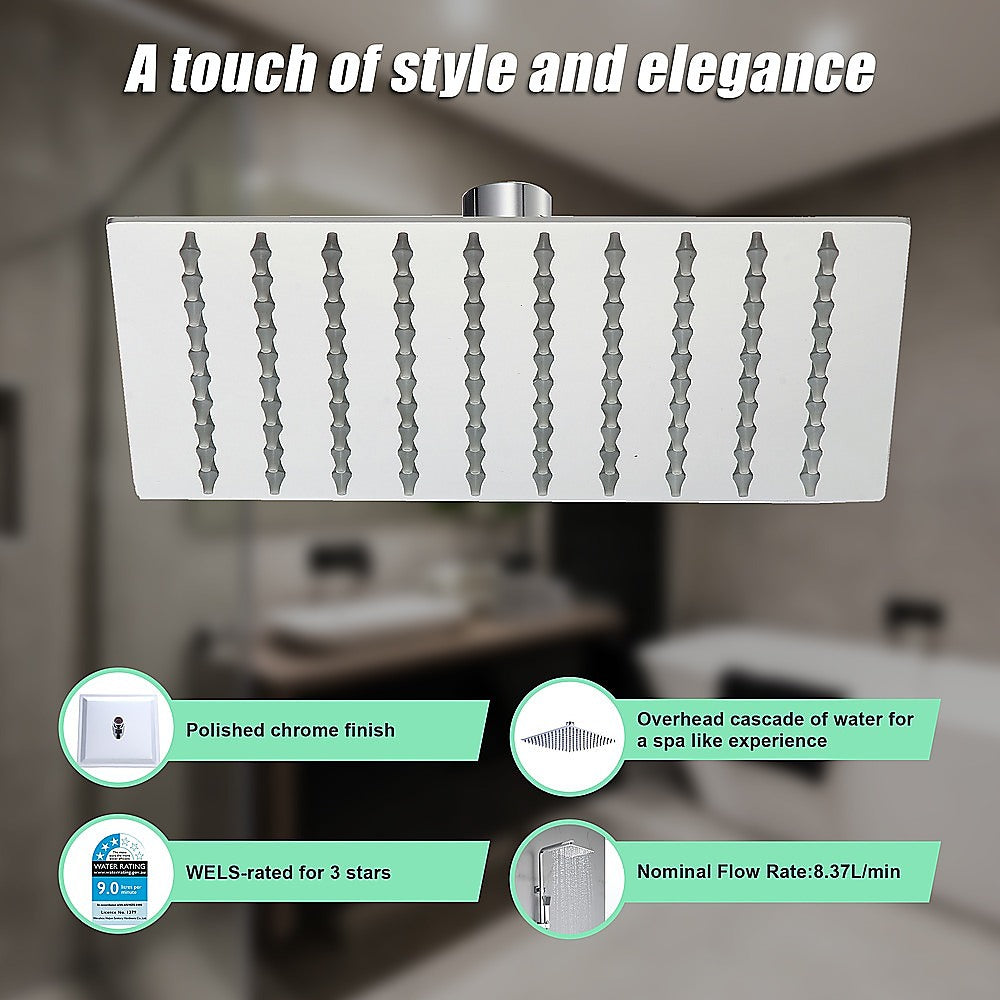 200Mm Shower Head Square 304Ss Polished Chrome Finish