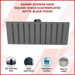 200Mm Shower Head Square 304Ss Electroplated Matte Black Finish