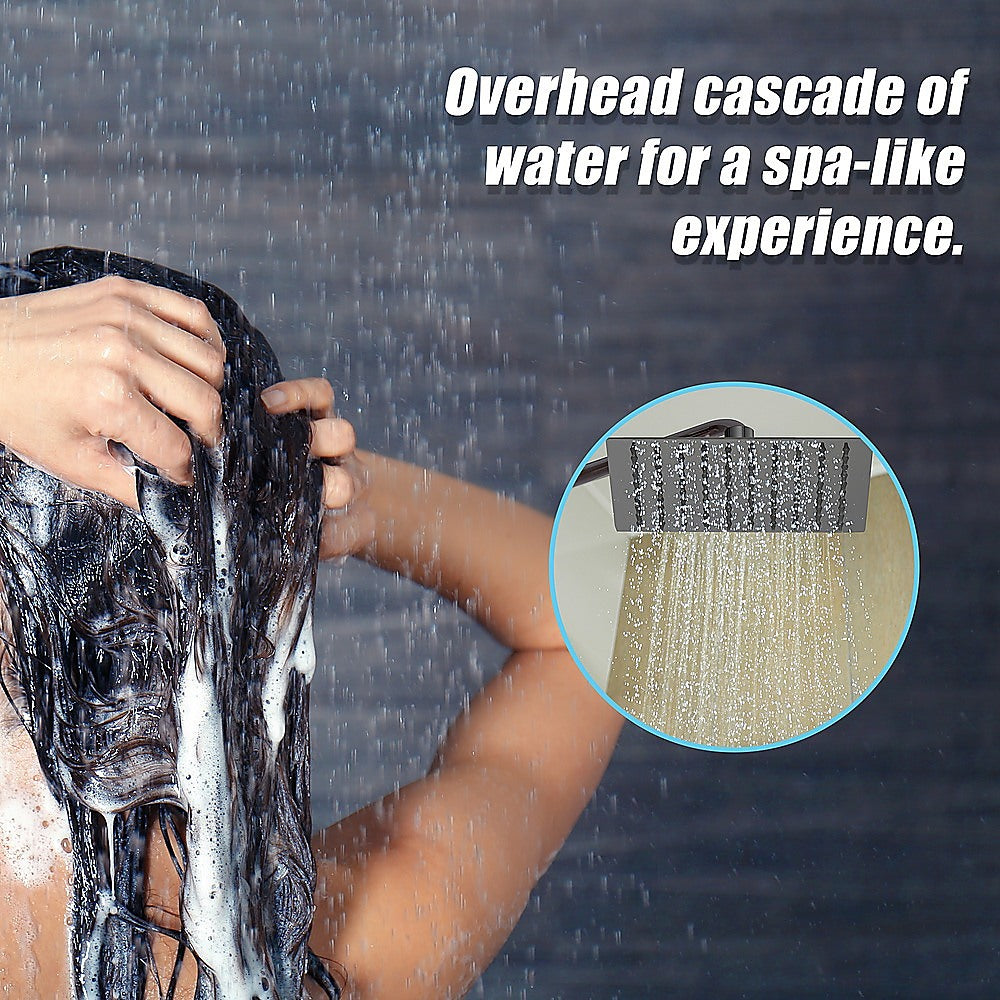 200Mm Shower Head Square 304Ss Electroplated Matte Black Finish