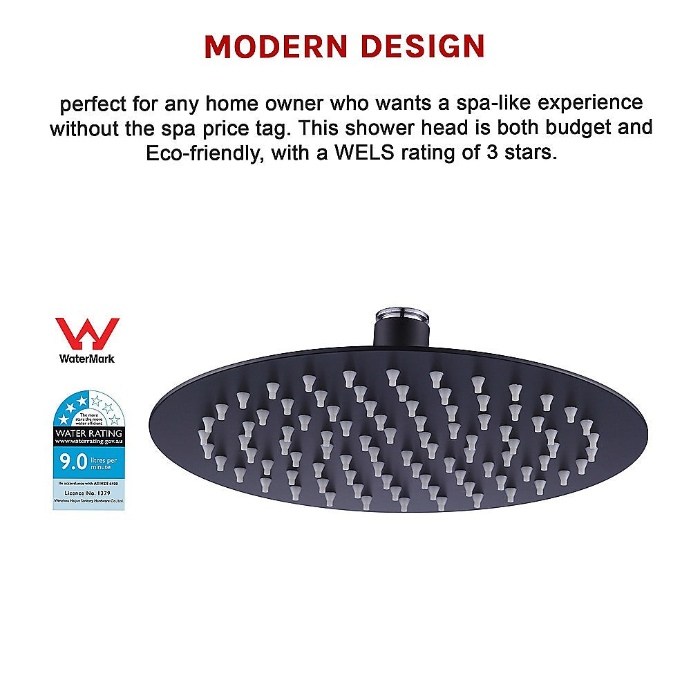 200Mm Shower Head Round 304Ss Electroplated Matte Black Finish