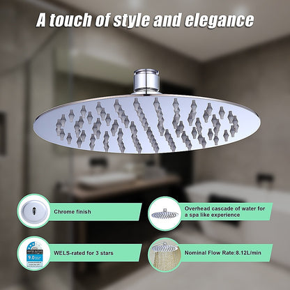 200Mm Shower Head Round 304Ss Polished Chrome Finish
