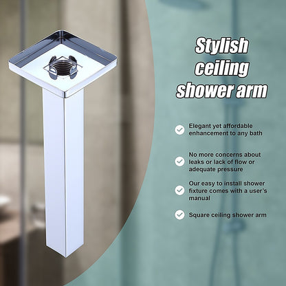Shower Head Arm Wall Connector Square Bathroom Rainforest Showerhead