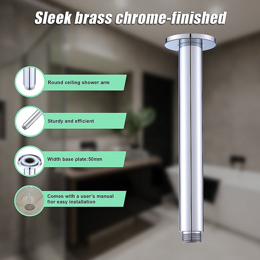 Shower Head Arm Wall Connector Round Bathroom Rainforest Showerhead