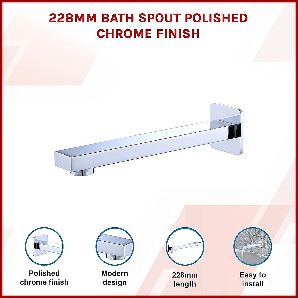 228Mm Bath Spout Polished Chrome Finish