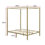 4 Four Poster Double Bed Frame Slat Support Wooden Frame King Size