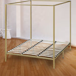 Stylish design 4 Four Poster King Bed Frame-Gold/Cream