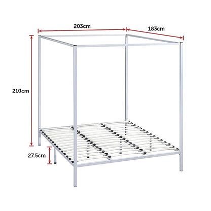 Stylish design 4 Four Poster King Bed Frame-Gold/Cream