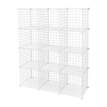 12 Cube Wire Grid Storage Cabinet - White