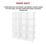12 Cube Wire Grid Storage Cabinet - White
