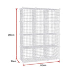 12 Cube Wire Grid Storage Cabinet - White