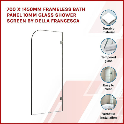 700 x 1450mm Frameless Bath Panel 10mm Glass Shower Screen