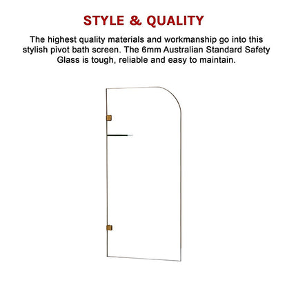700 x 1450mm Frameless Bath Panel 10mm Glass Shower Screen