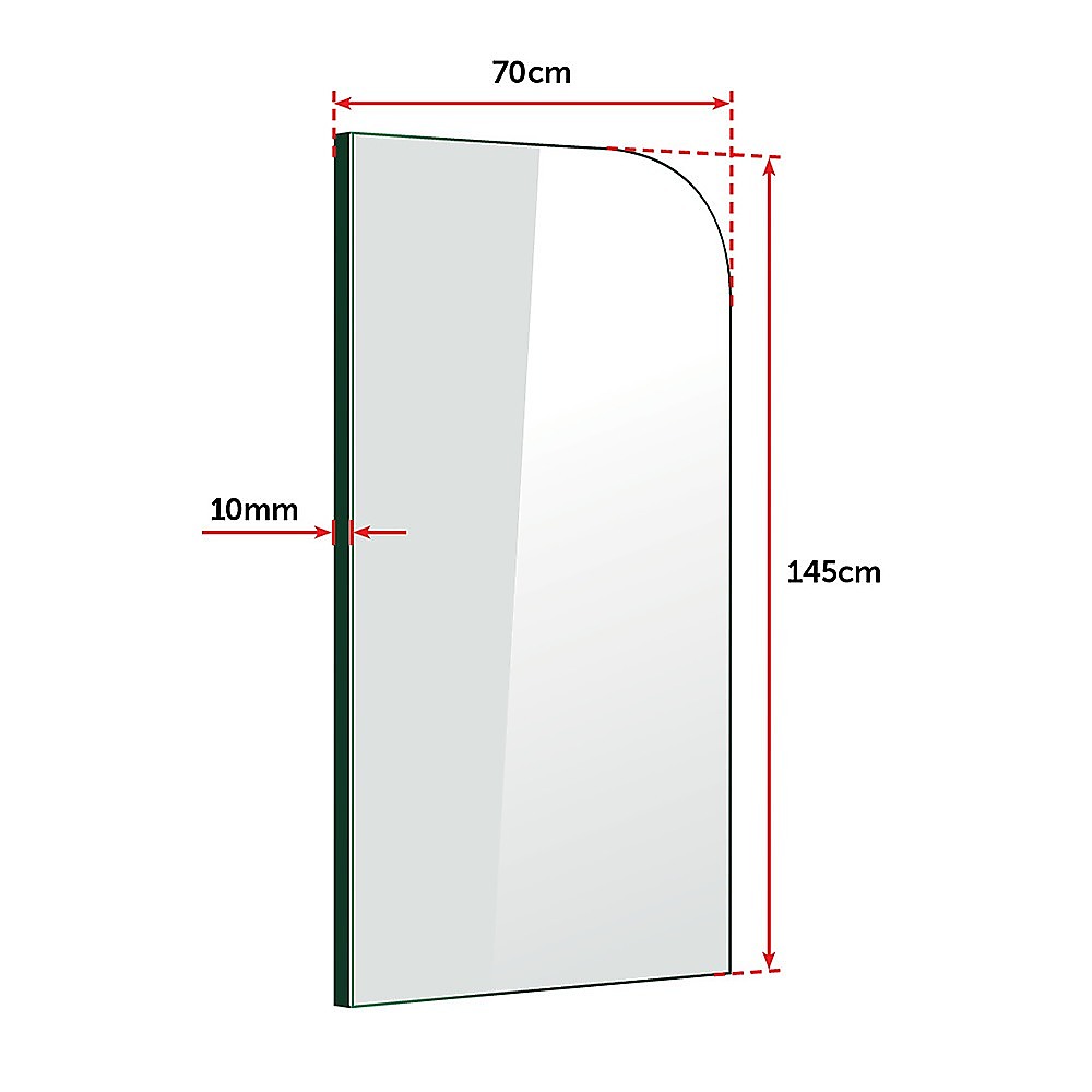 700 x 1450mm Frameless Bath Panel 10mm Glass Shower Screen