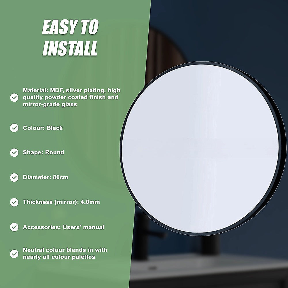 Round Wall Mirror Bathroom Makeup Mirror-80cm/90cm