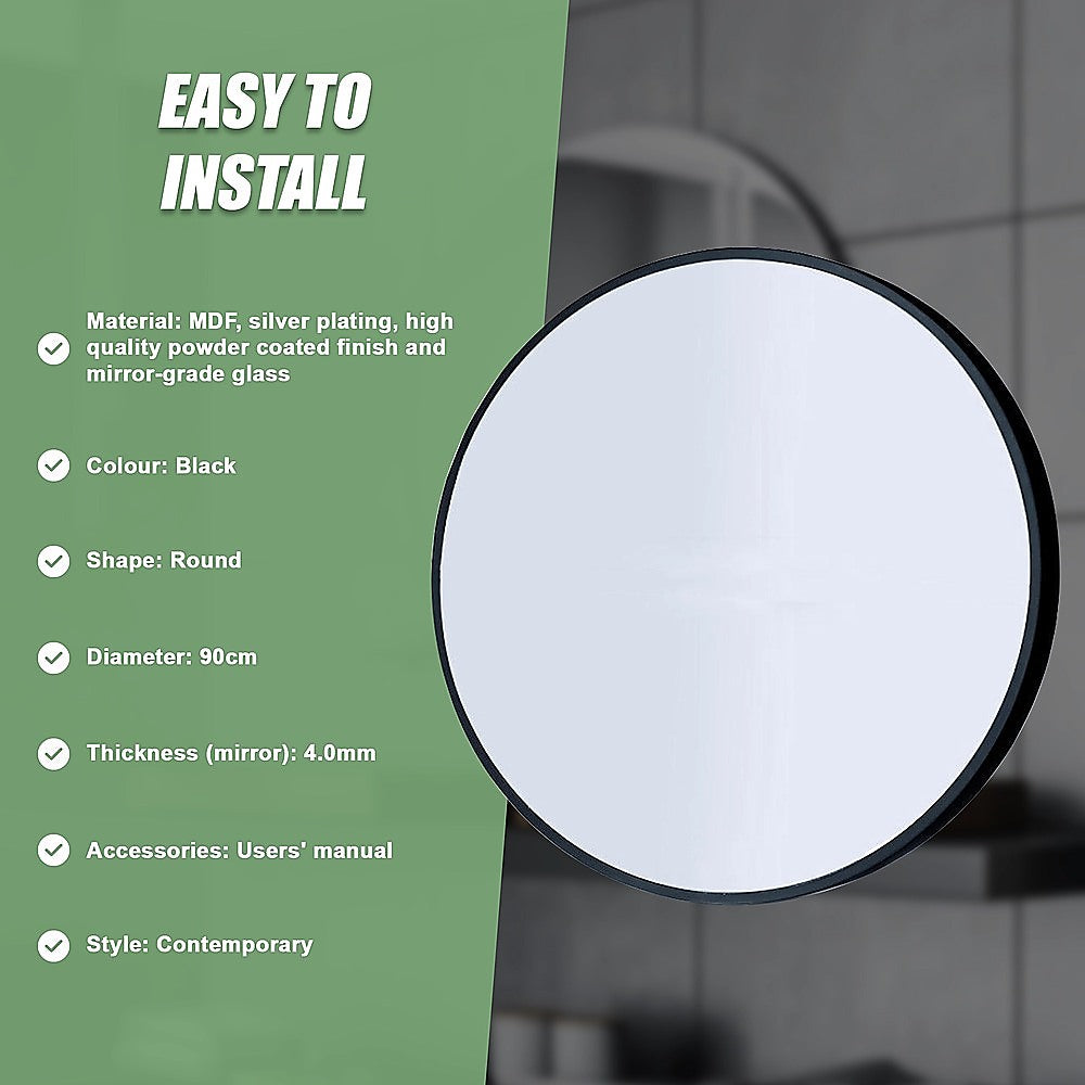 Round Wall Mirror Bathroom Makeup Mirror-80cm/90cm