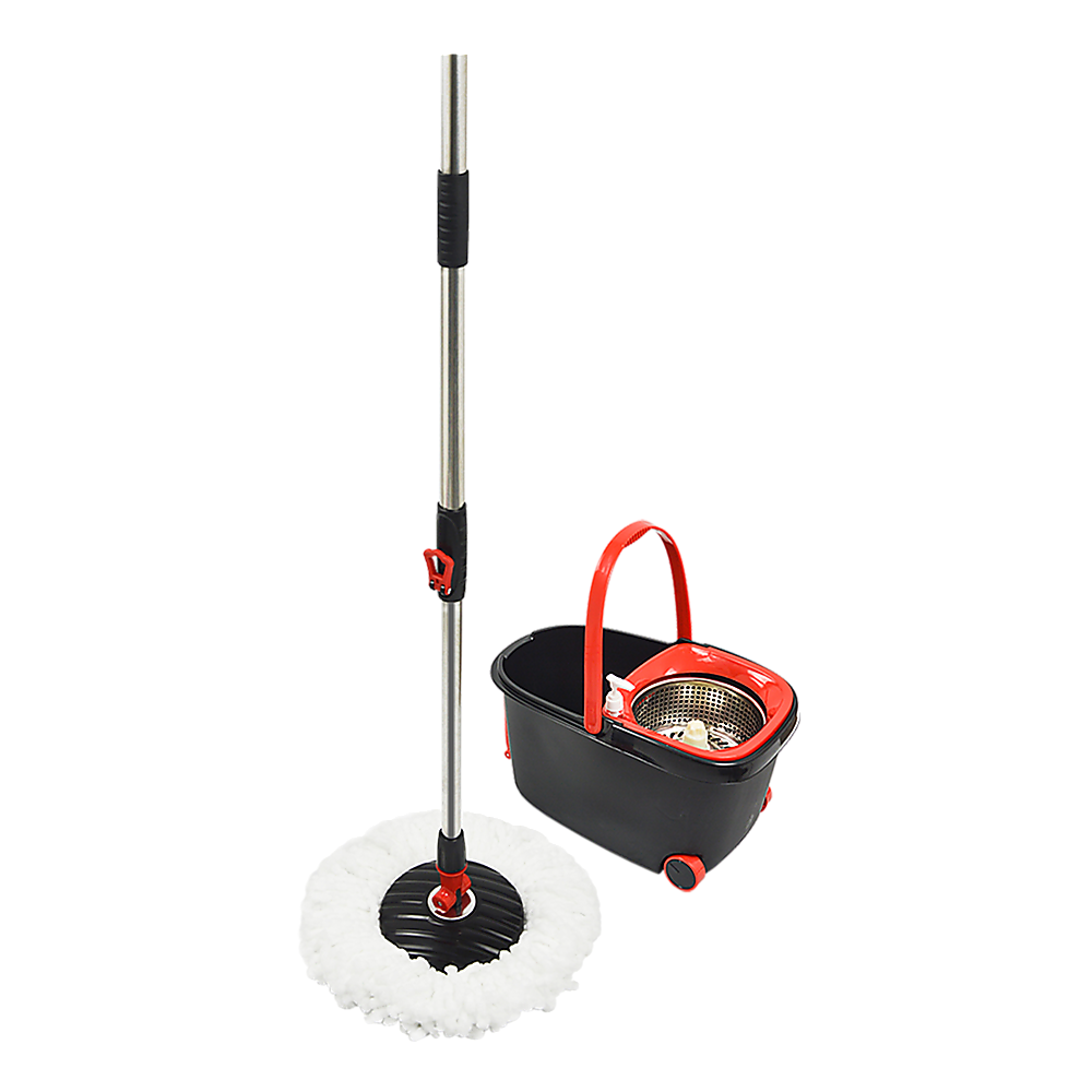Spin Rotating Mop And Bucket Set - 4 Microfibre Mop Heads
