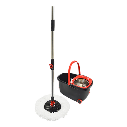 Spin Rotating Mop And Bucket Set - 4 Microfibre Mop Heads