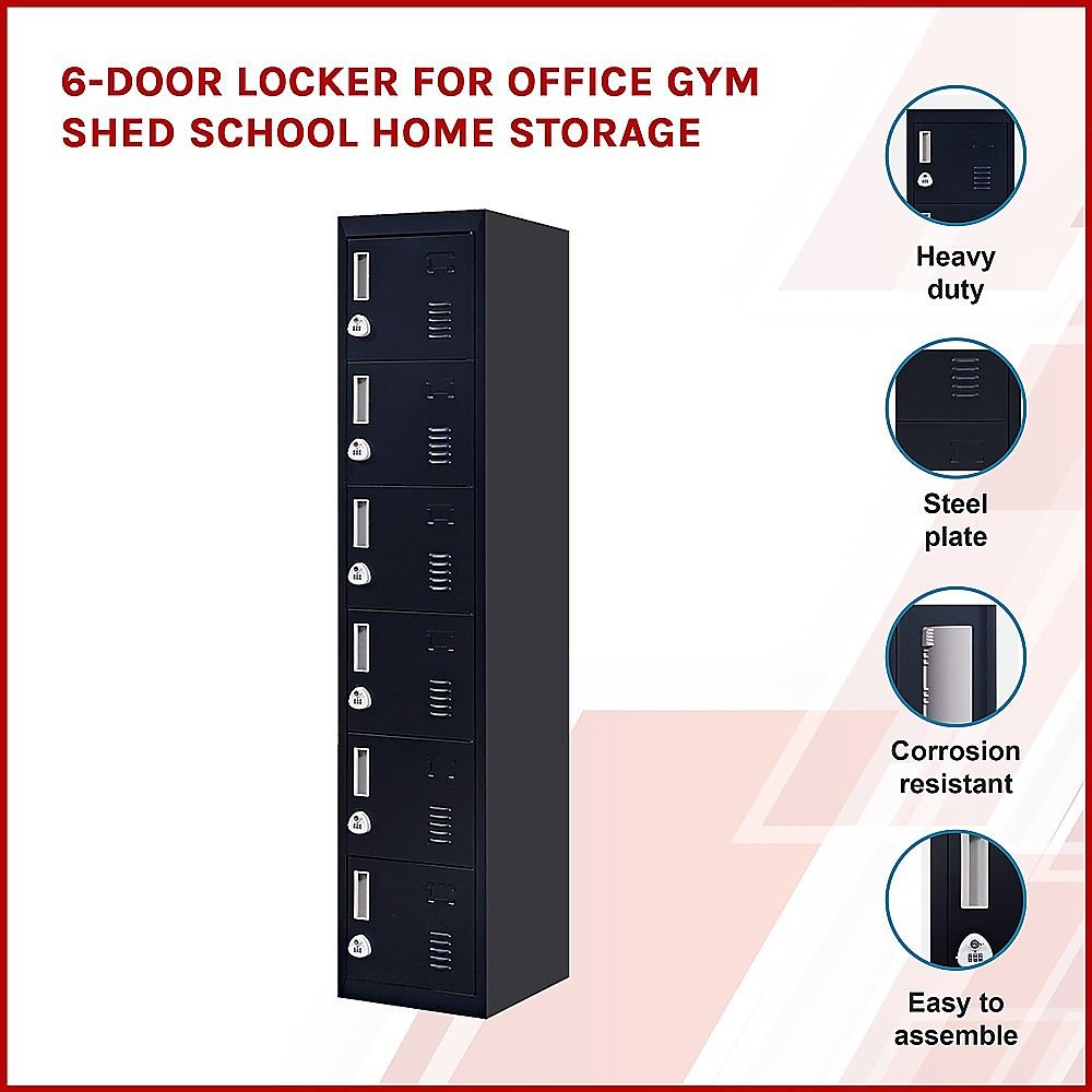 Six-Door Vertical Cabinet Spacious Storage For Gym And Office