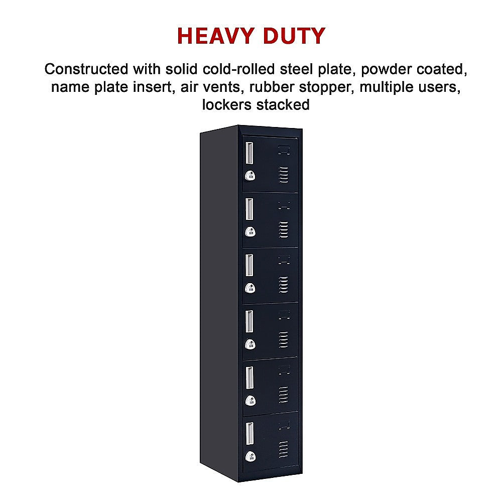 Six-Door Vertical Cabinet Spacious Storage For Gym And Office