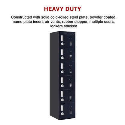 Six-Door Vertical Cabinet Spacious Storage For Gym And Office