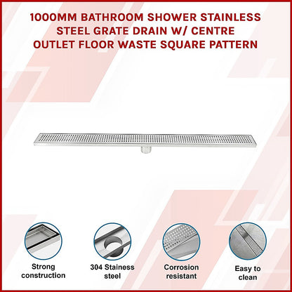 1000Mm Stainless Steel Grate Shower Drain Square Pattern