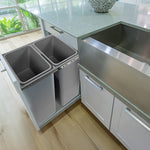 2X 15L Pull Out Trash Bin - Dual Kitchen Garbage Waste Cabinet