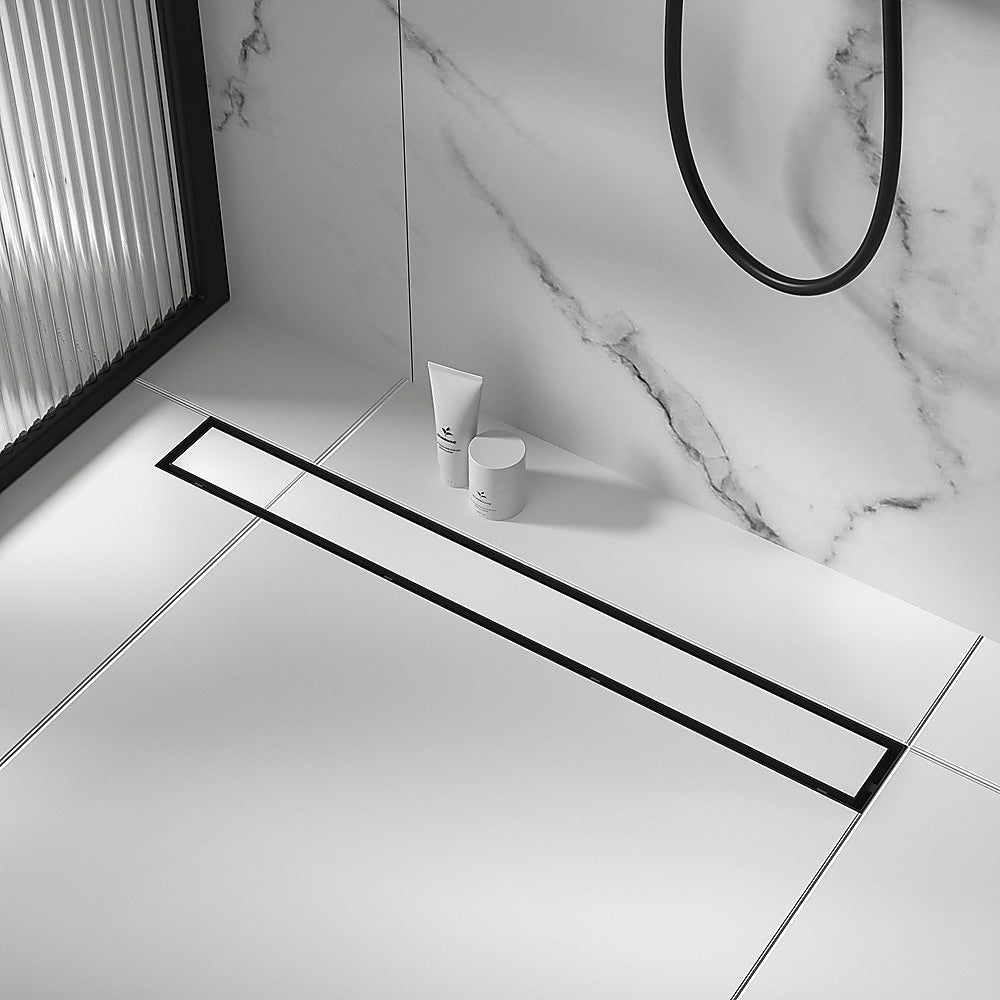 1000mm Black Tile Insert Shower Drain - Centre Outlet Floor Waste