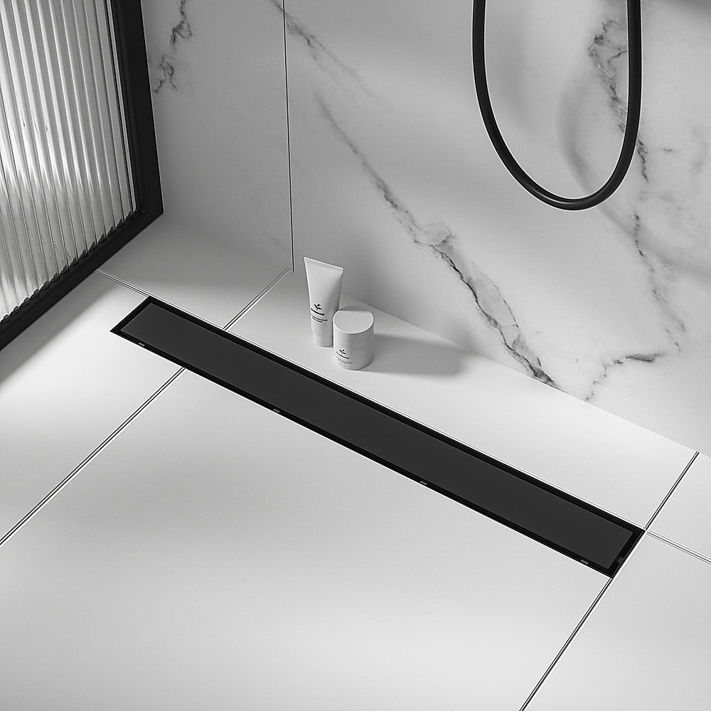 1000mm Black Tile Insert Shower Drain - Centre Outlet Floor Waste