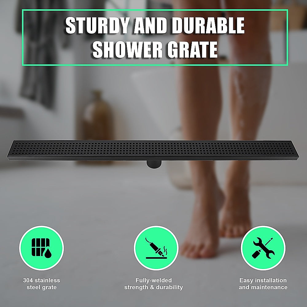 900Mm Black Grate Shower Drain Square Pattern