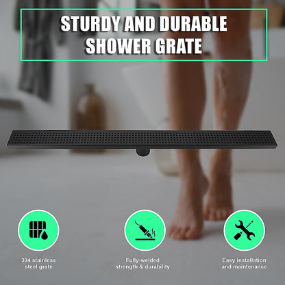 900Mm Black Grate Shower Drain Square Pattern