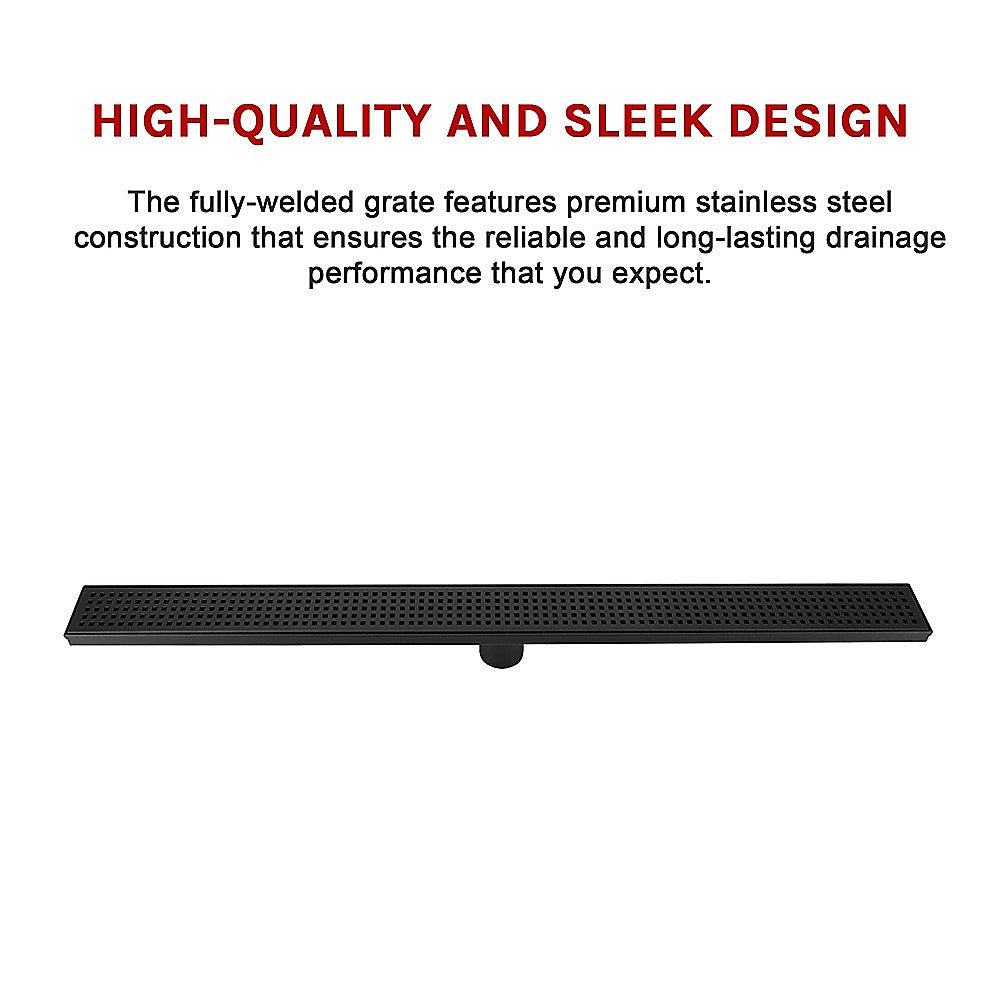 900Mm Black Grate Shower Drain Square Pattern