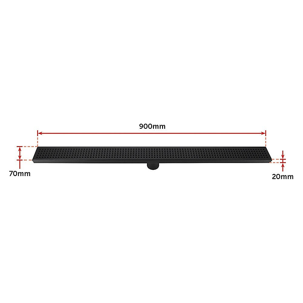 900Mm Black Grate Shower Drain Square Pattern