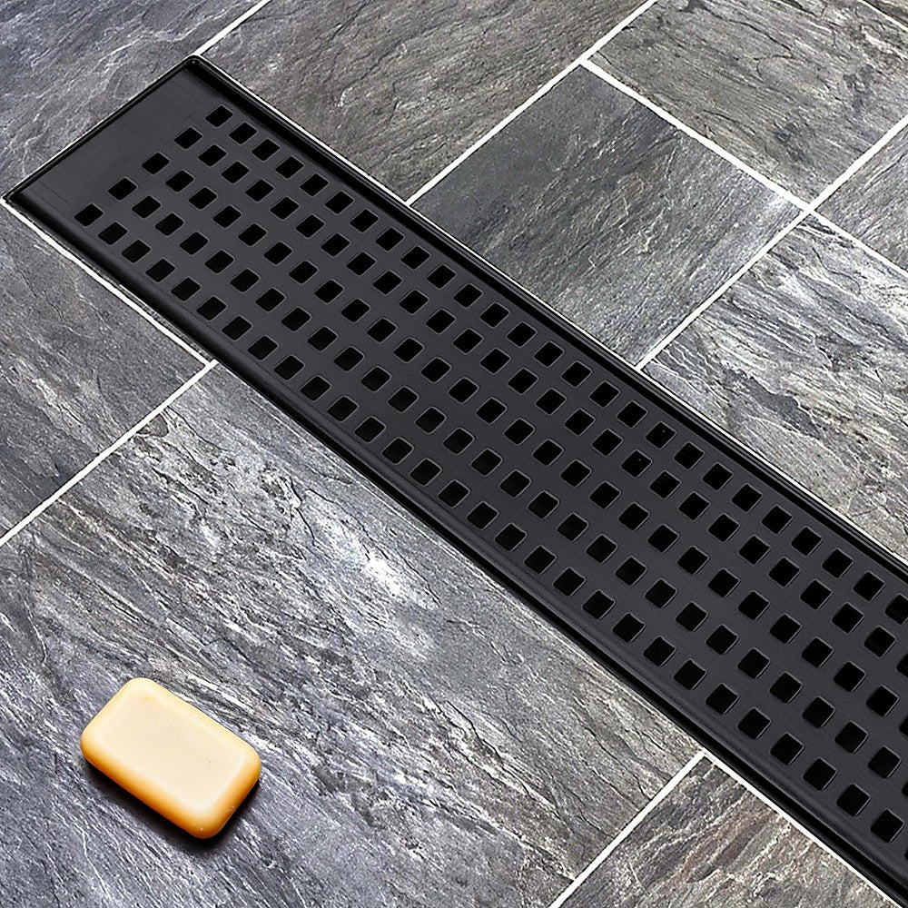 1000Mm Black Grate Shower Drain Square Pattern