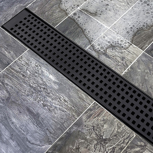 1000Mm Black Grate Shower Drain Square Pattern