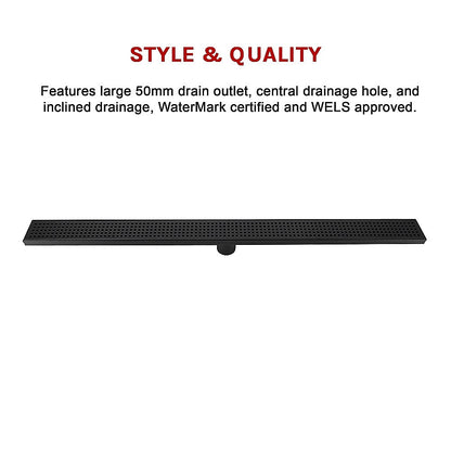 1000Mm Black Grate Shower Drain Square Pattern