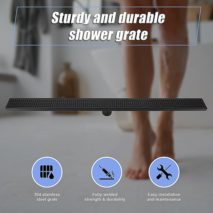 1000Mm Black Grate Shower Drain Square Pattern