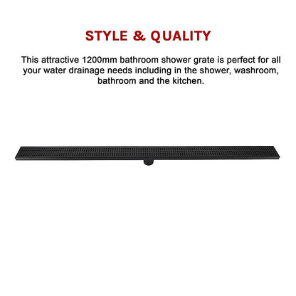 1200Mm Black Grate Shower Drain Square Pattern