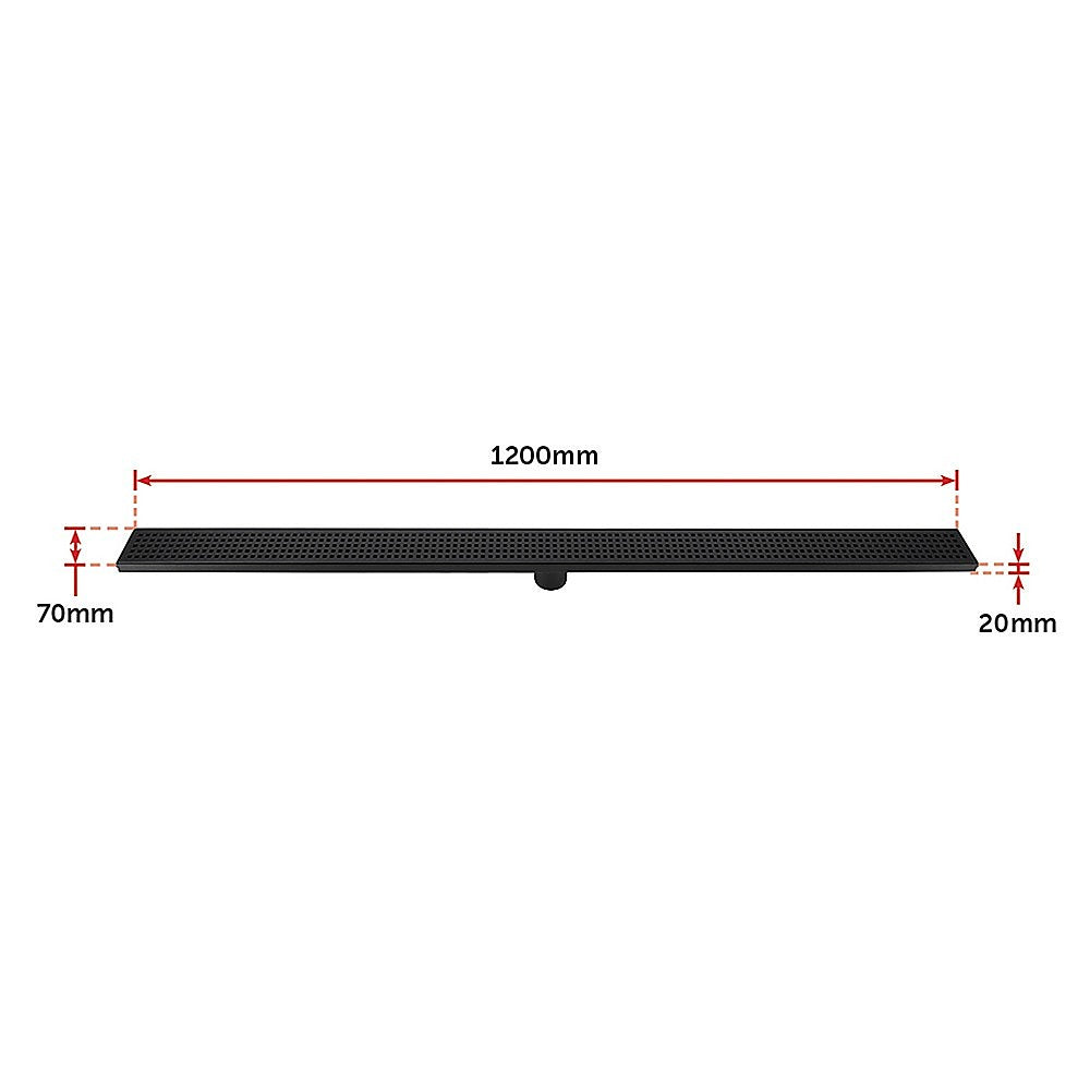 1200Mm Black Grate Shower Drain Square Pattern