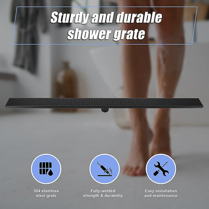 1200Mm Black Grate Shower Drain Square Pattern