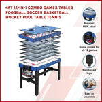 4Ft 12-In-1 Combo Games Tables Foosball Soccer Basketball Hockey Pool