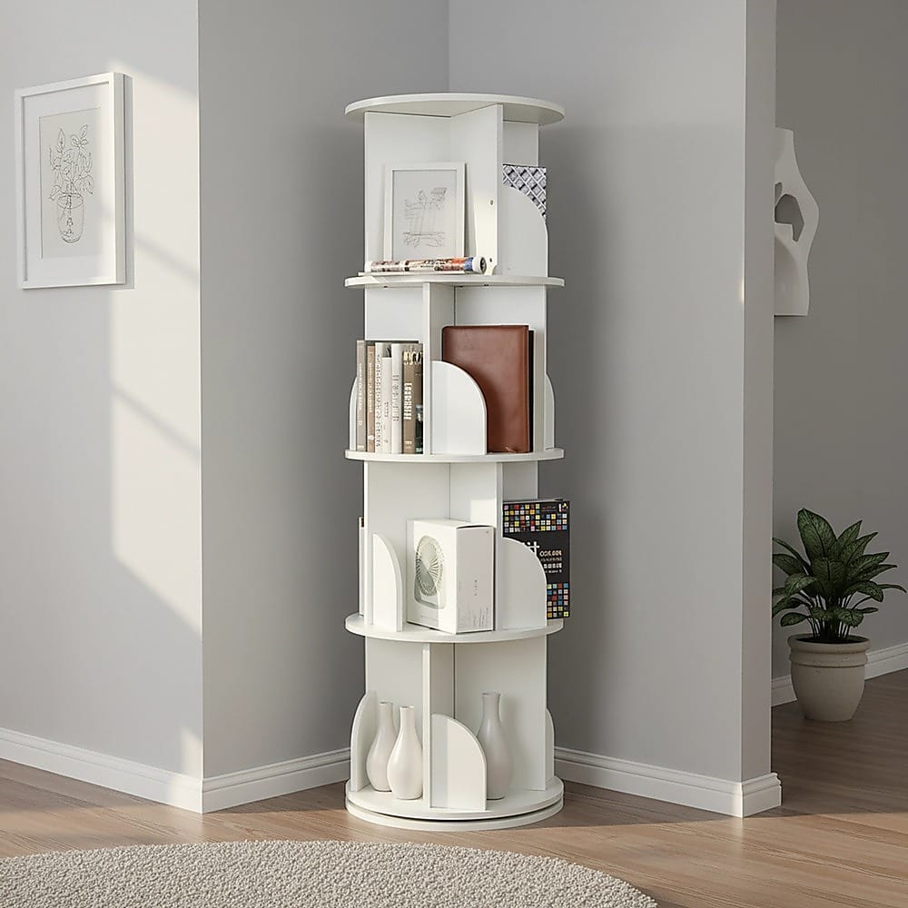 Rotating Bookcase Shelf Unit 129x40cm