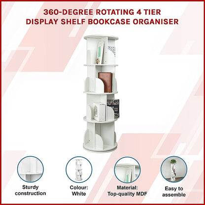 Rotating Bookcase Shelf Unit 129x40cm