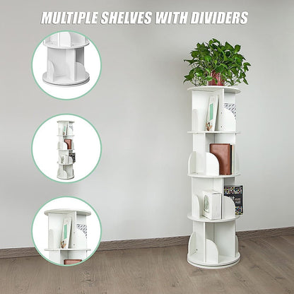 Rotating Bookcase Shelf Unit 129x40cm