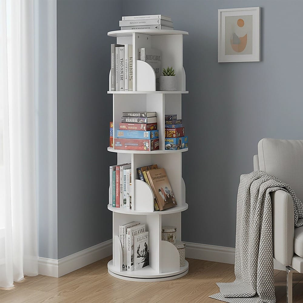 Rotating Bookcase Shelf Unit 129x40cm
