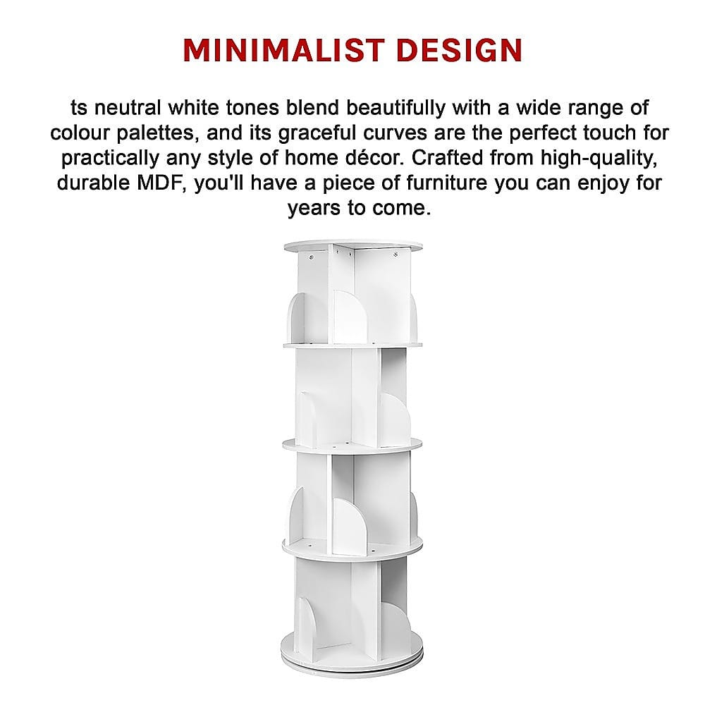 Rotating Bookcase Shelf Unit 129x40cm