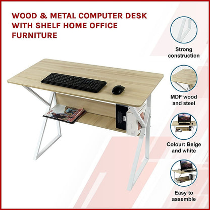 Computer Desk With Shelf 100x60x72cm