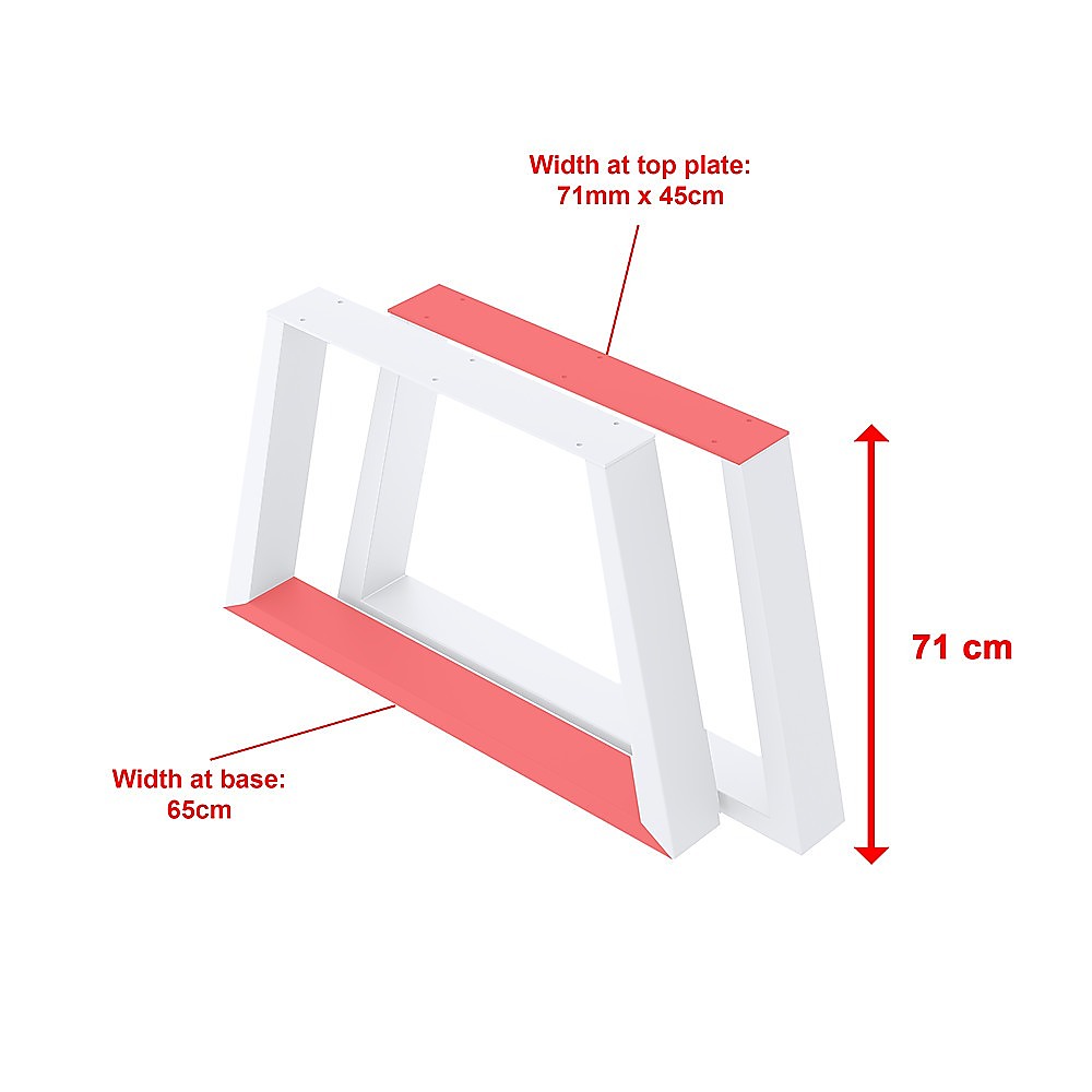 Retro Industrial Trapezium Table Bench - White