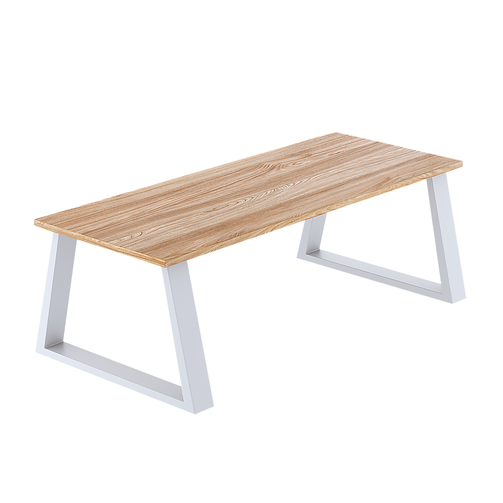 Retro Industrial Trapezium Table Bench - White