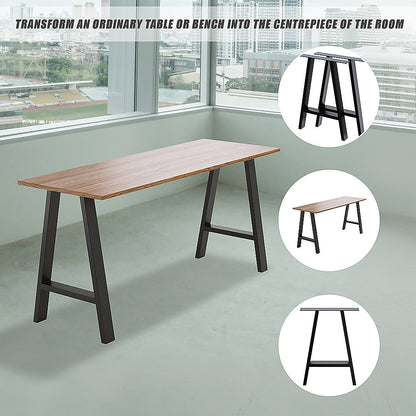 Rustic Vintage Steel Dining Table Legs (71Cm, 2X, Black)