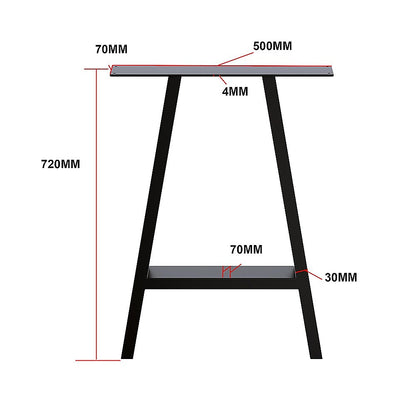 Rustic Vintage Steel Dining Table Legs (71Cm, 2X, Black)